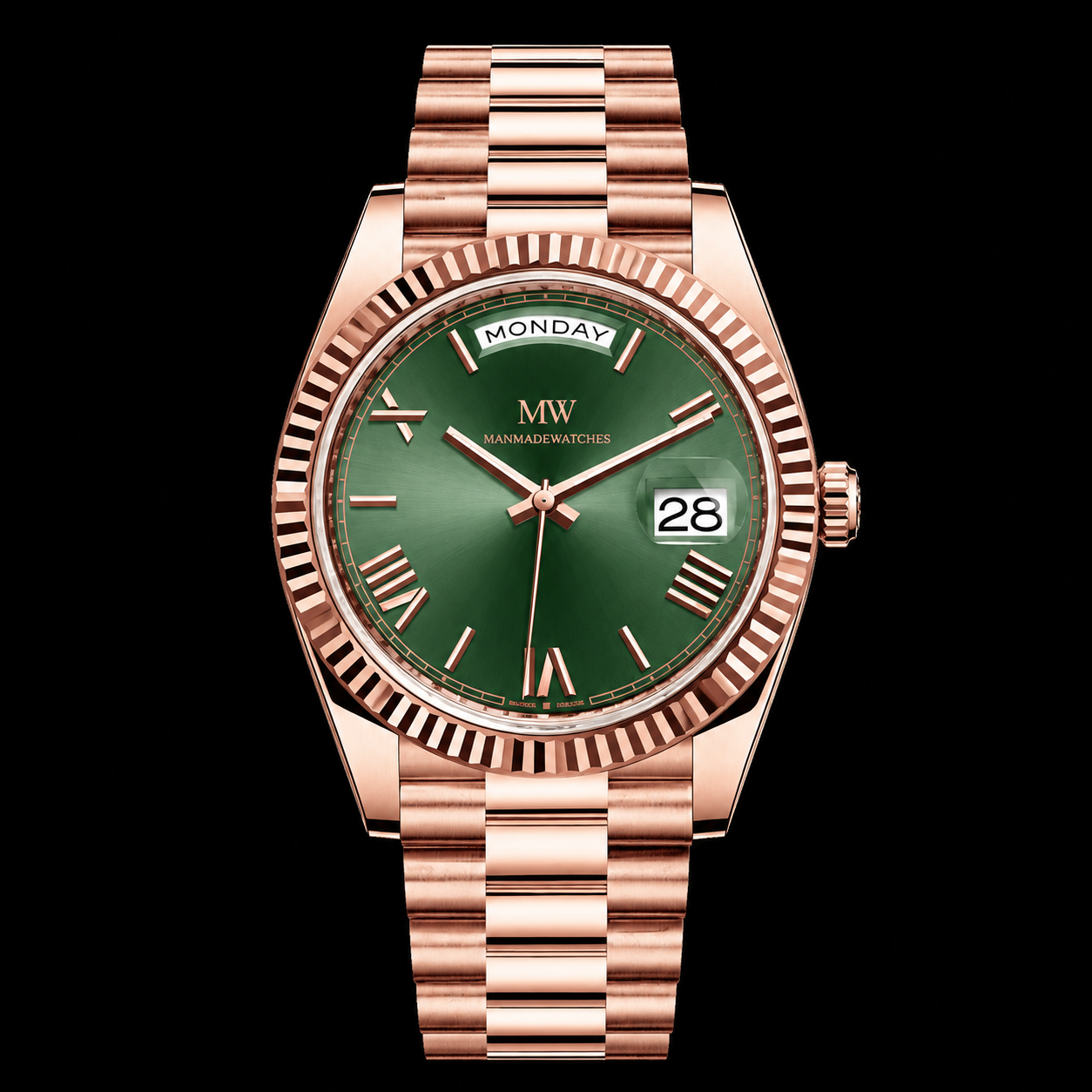 MMW GREEN FACE ROSE GOLD